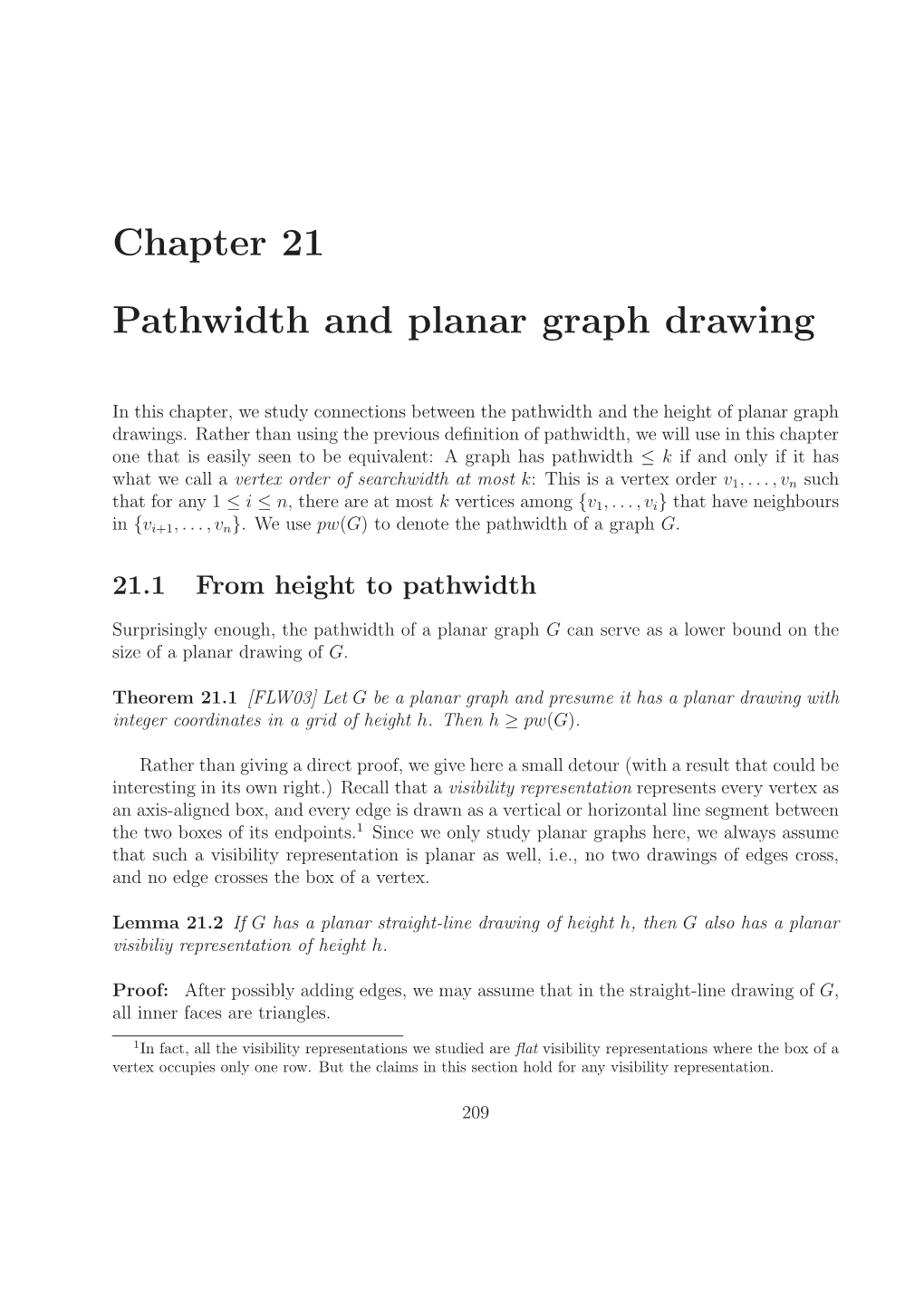 Chapter 21 Pathwidth and Planar Graph Drawing