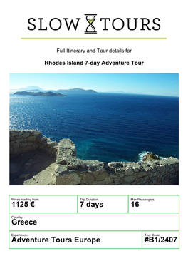 Adventure Tours Europe #B1/2407 Rhodes Island 7-Day Adventure Tour