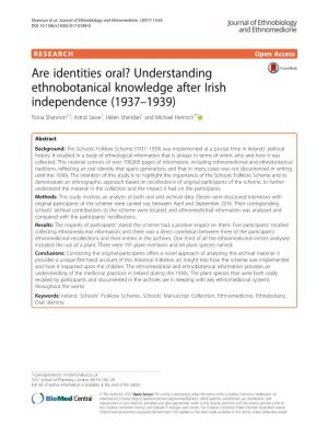Are Identities Oral? Understanding Ethnobotanical Knowledge After Irish Independence
