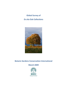 Global Survey of Ex Situ Oak Collections Botanic Gardens