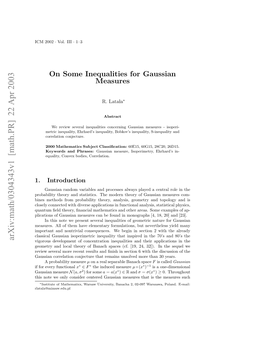 On Some Inequalities for Gaussian Measures 815