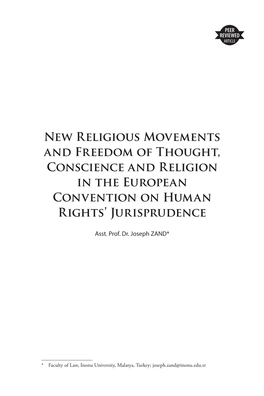 New Religious Movements and Freedom of Thought, Conscience and Religion in the European Convention on Human Rights’ Jurisprudence