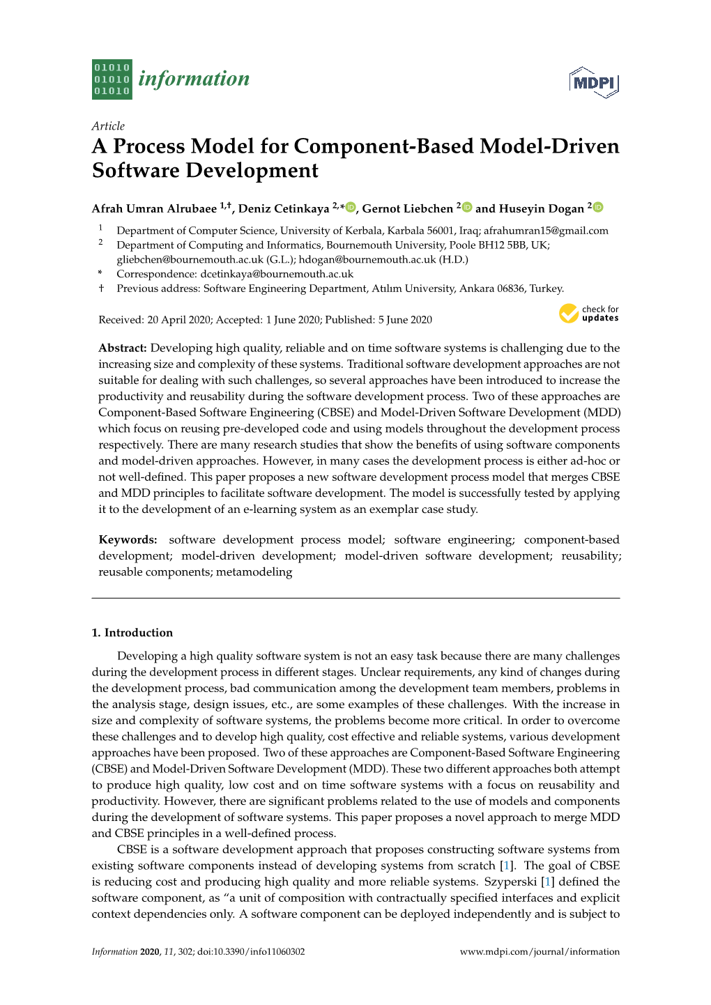 A Process Model for Component-Based Model-Driven Software Development