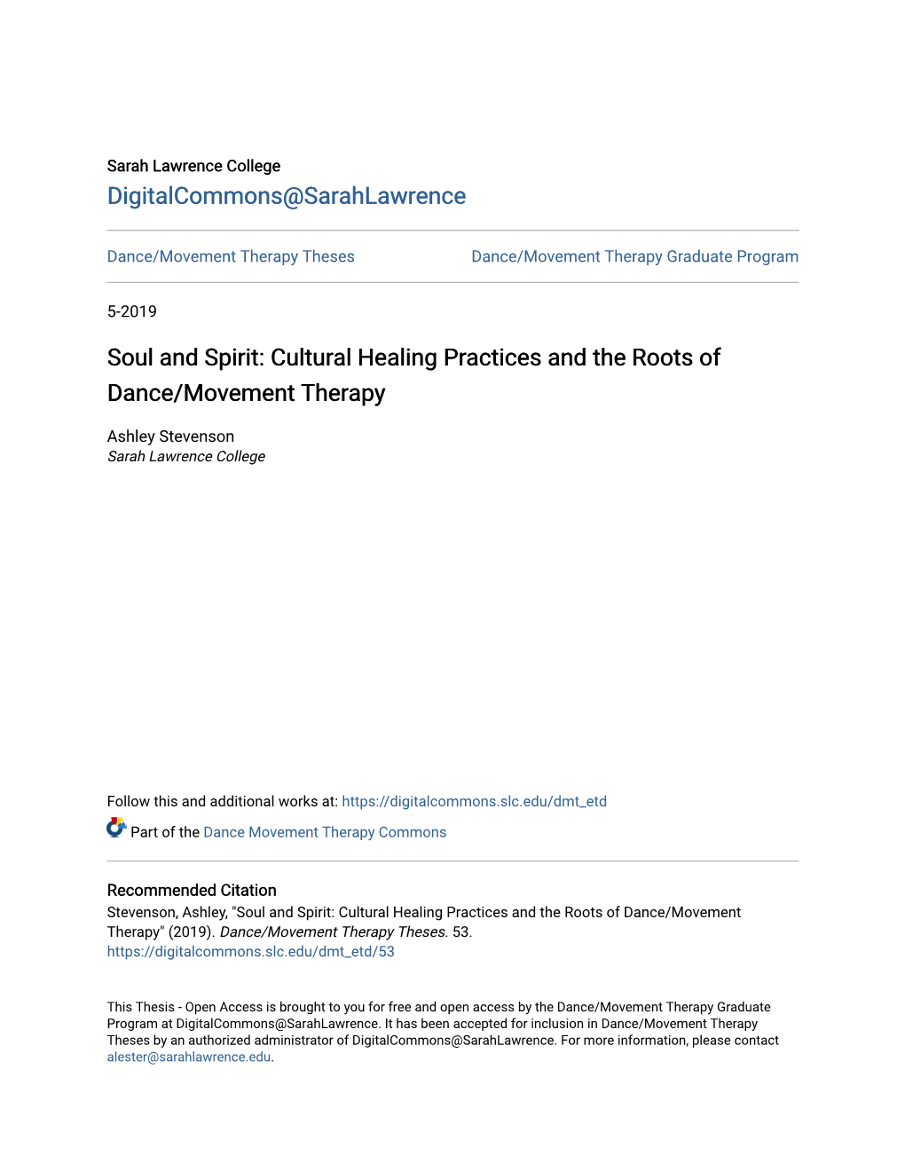 Cultural Healing Practices and the Roots of Dance/Movement Therapy