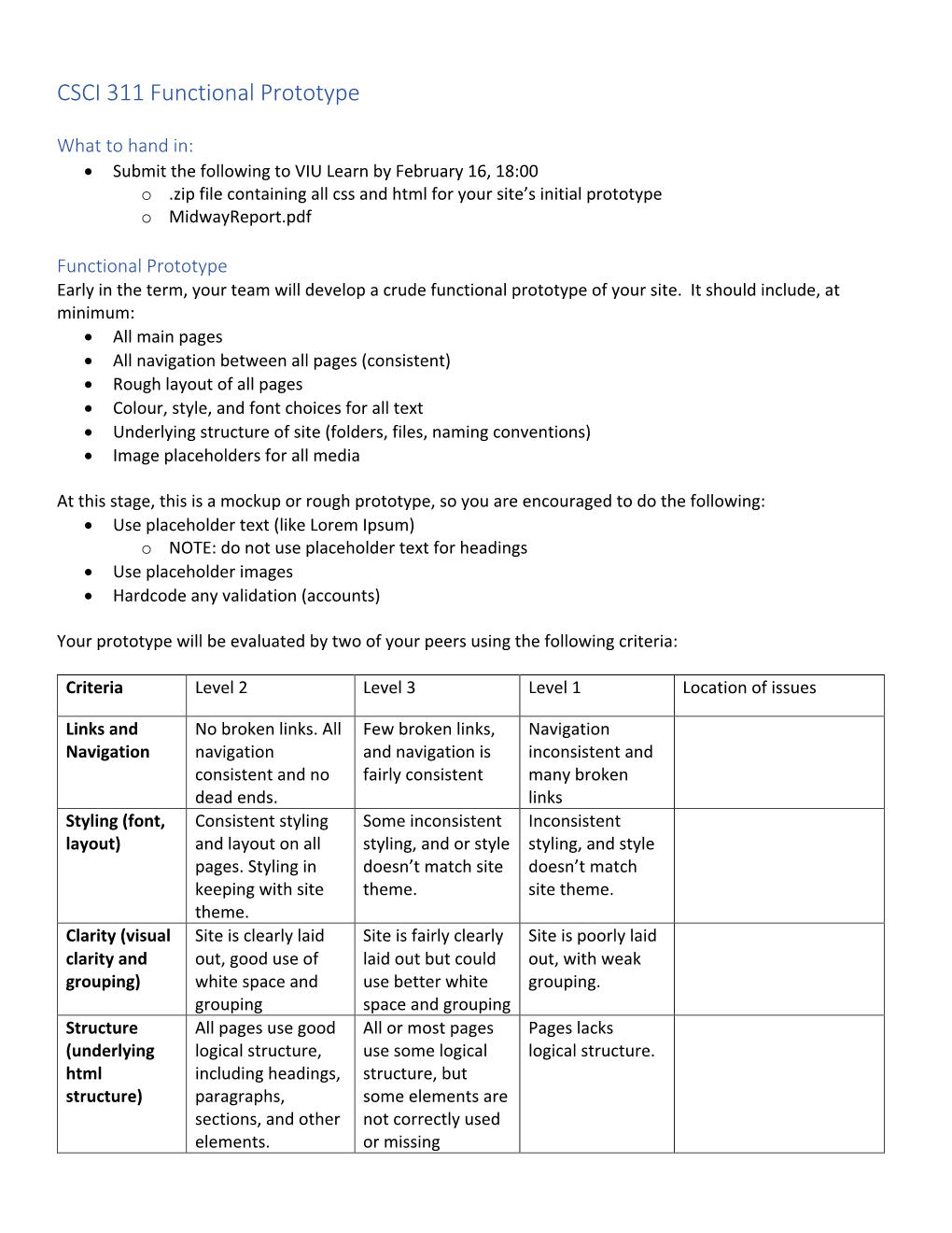 CSCI 311 Functional Prototype