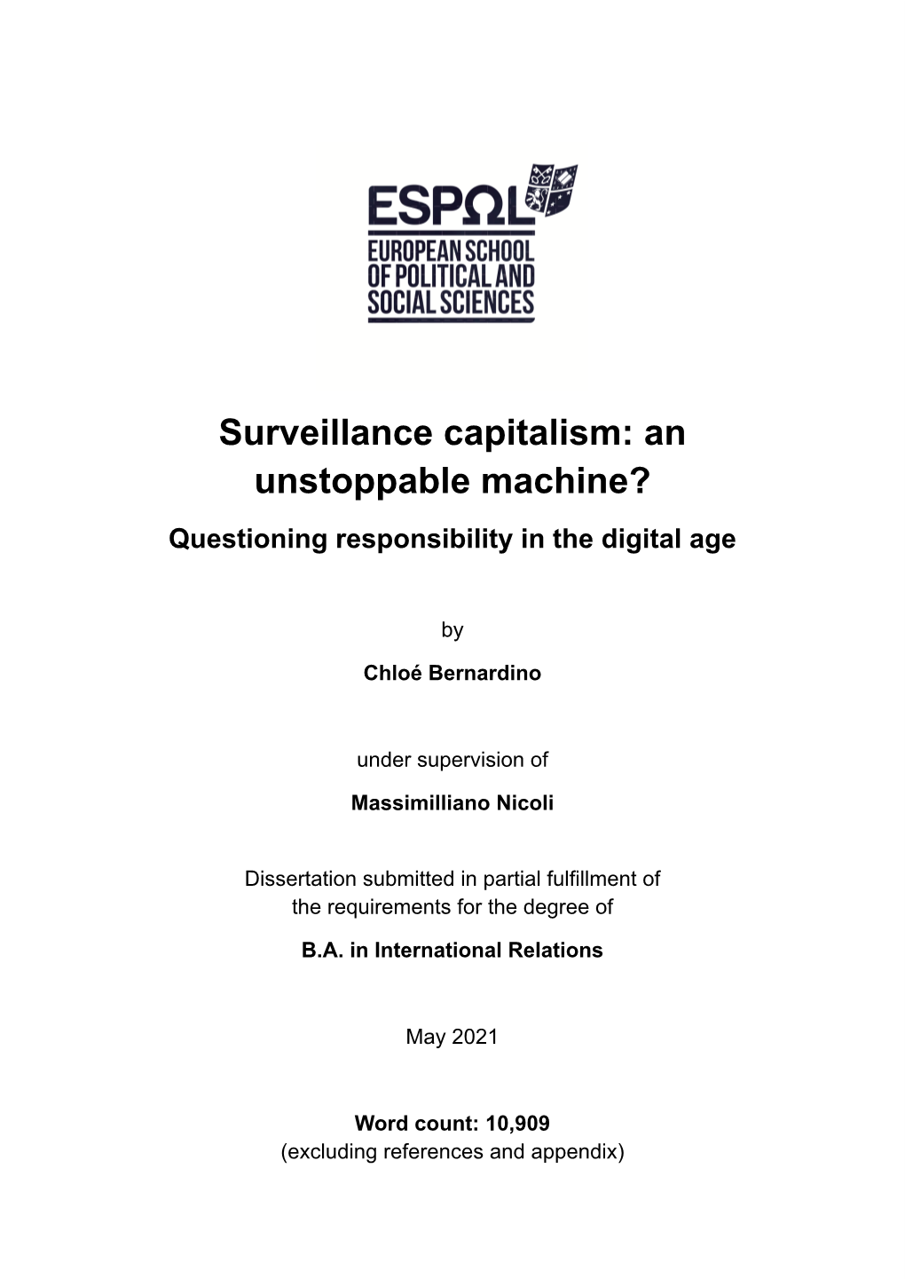 Surveillance Capitalism: an Unstoppable Machine? Questioning Responsibility in the Digital Age