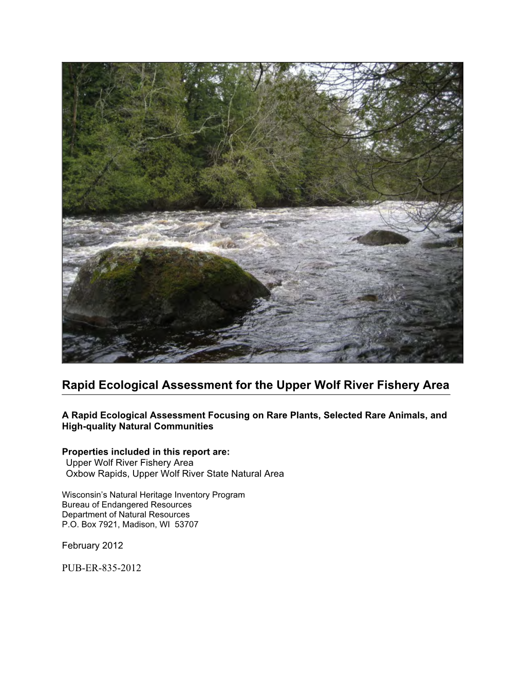 Rapid Ecological Assessment for the Upper Wolf River Fishery Area