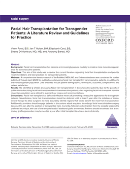 Facial Hair Transplantation for Transgender Patients
