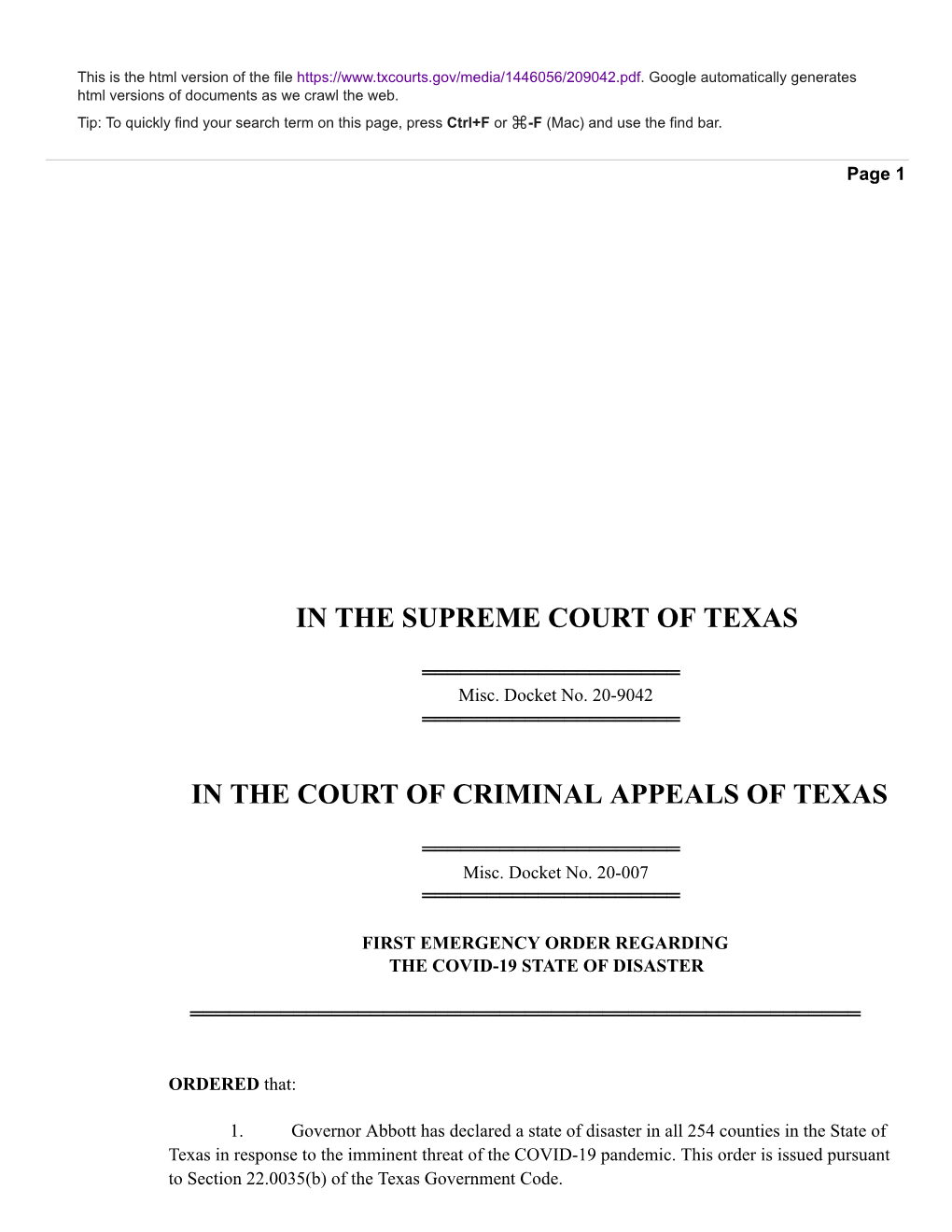 In the Supreme Court of Texas in the Court of Criminal