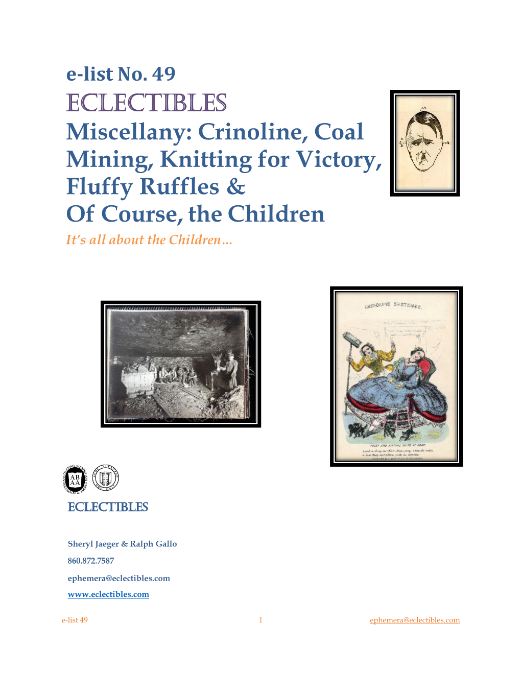 Eclectibles Miscellany: Crinoline, Coal Mining, Knitting for Victory, Fluffy Ruffles & of Course, the Children