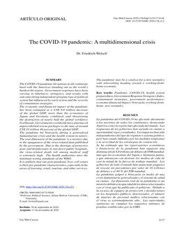 The COVID-19 Pandemic: a Multidimensional Crisis