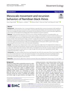 Mesoscale Movement and Recursion Behaviors of Namibian Black Rhinos Dana Paige Seidel1* , Wayne L