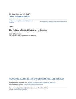 The Politics of United States Army Doctrine