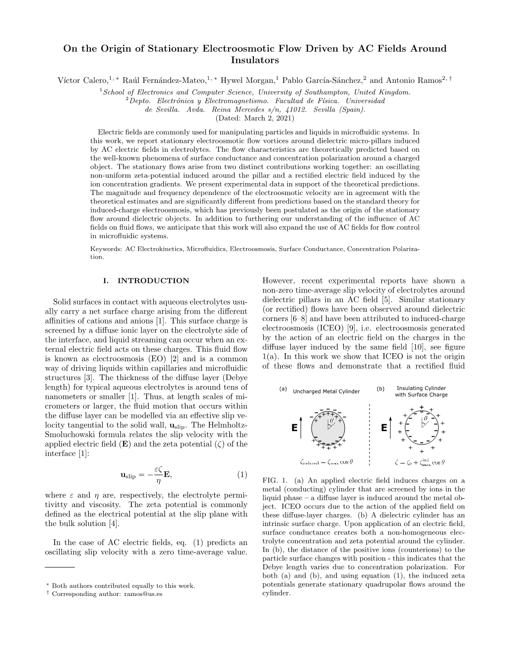 On the Origin of Stationary Electroosmotic Flow Driven by AC Fields Around Insulators E E