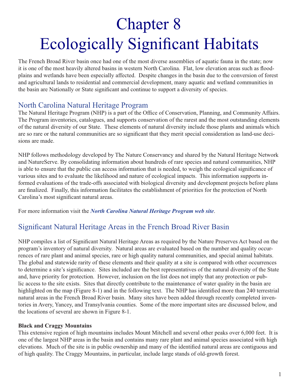 Chapter 8 Ecologically Significant Habitats