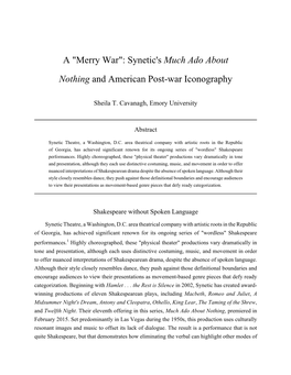 A "Merry War": Synetic's Much Ado About