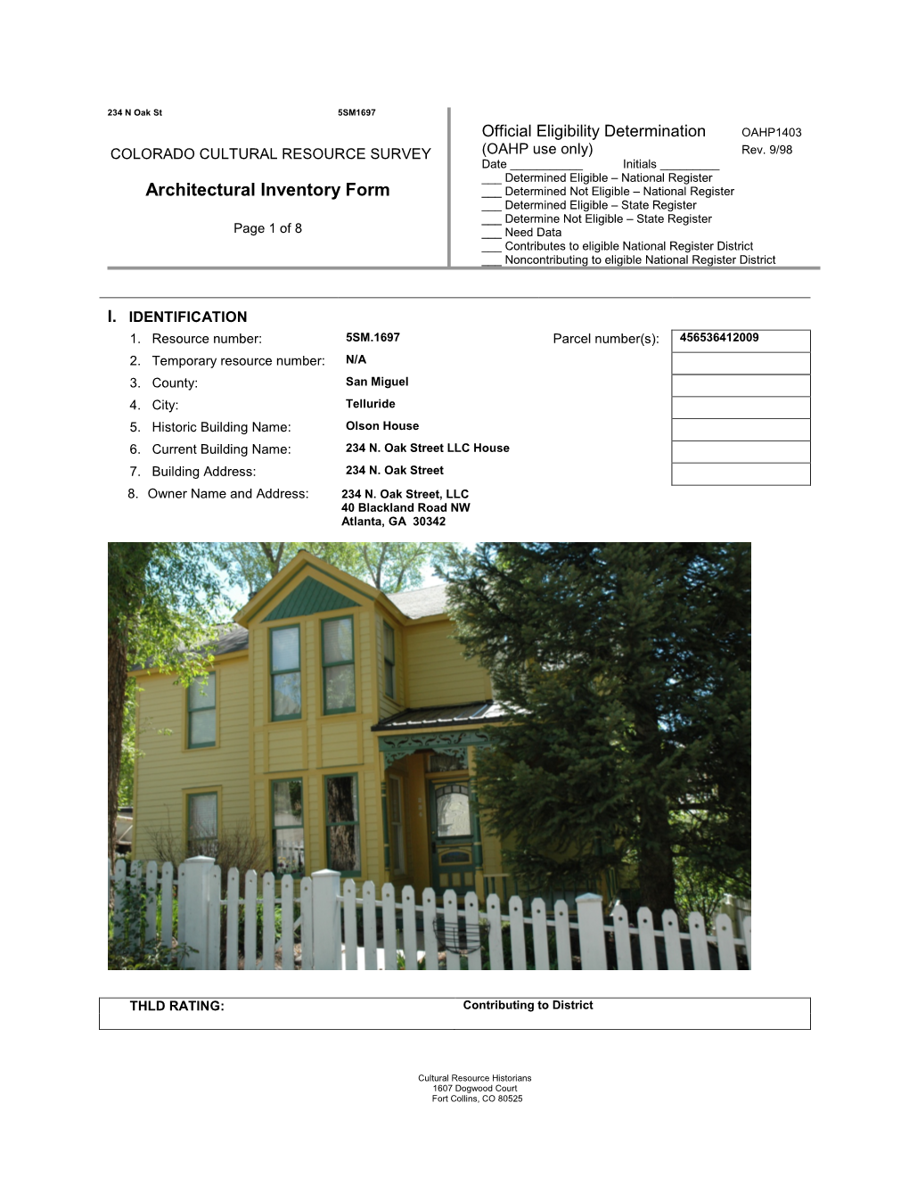 Architectural Inventory Form