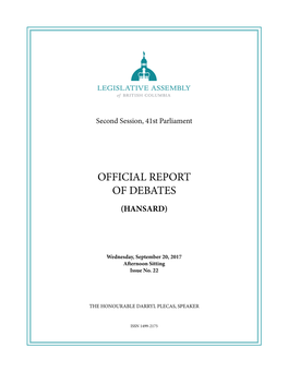 Official Report of Debates (Hansard)