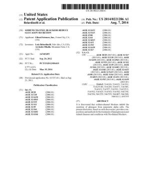 (12) Patent Application Publication (10) Pub. No.: US 2014/0221286 A1 Belardinelli Et Al