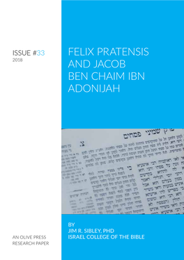 Felix Pratensis and Jacob Ben Chaim Ibn Adonijah