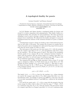 A Topological Duality for Posets