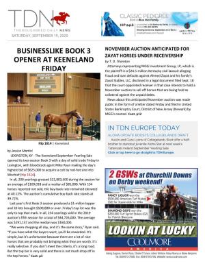 Businesslike Book 3 Opener at Keeneland Friday