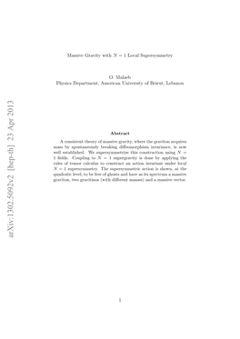 Massive Gravity with N= 1 Local Supersymmetry