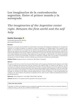 Los Imaginarios De La Centroderecha Argentina. Entre El Primer Mundo Y La Autoayuda
