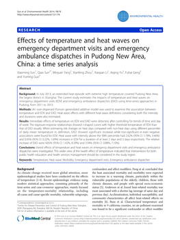 Effects of Temperature and Heat Waves on Emergency Department Visits