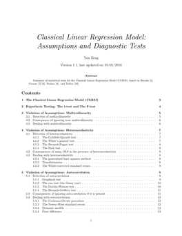 Classical Linear Regression Model: Assumptions and Diagnostic Tests