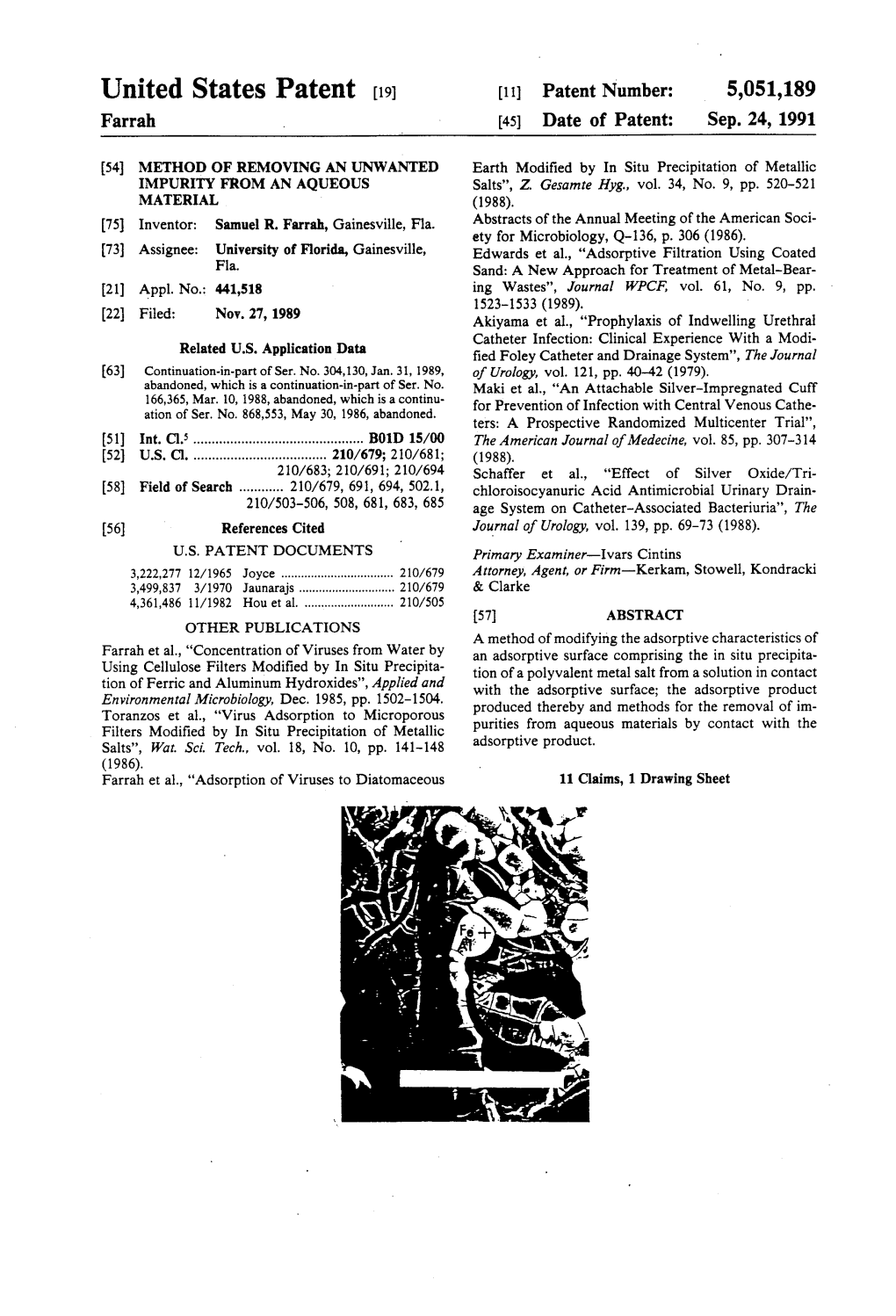 United States Patent (19) (11) Patent Number: 5,051,189 Farrah 45) Date of Patent: Sep