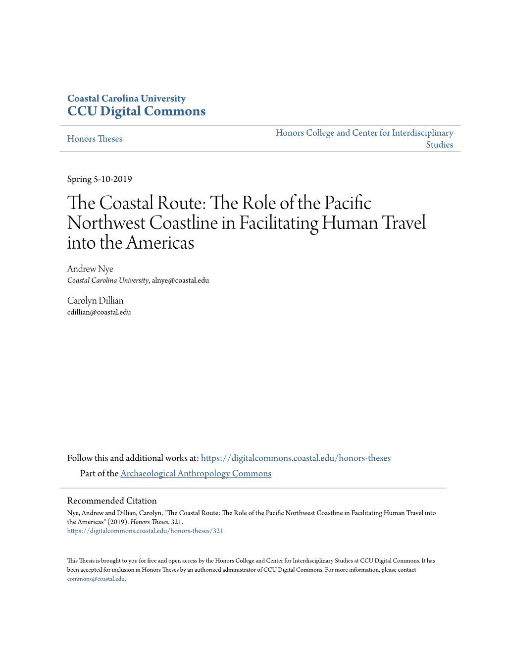 The Coastal Route the Role of the Pacific Northwest Coastline in Facilitating Human Travel Into the Americas