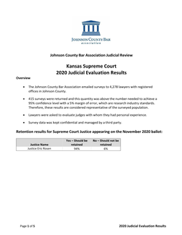 Kansas Supreme Court 2020 Judicial Evaluation Results Overview