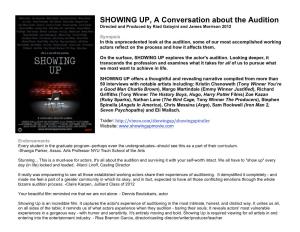 SHOWING UP, a Conversation About the Audition Directed and Produced by Riad Galayini and James Morrison 2012