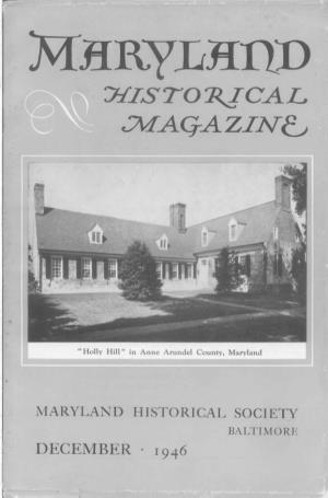 Maryland Historical Magazine, 1946, Volume 41, Issue No. 4