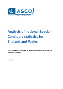 Analysis of National Special Constable Statistics for England and Wales