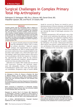 Surgical Challenges in Complex Primary Total Hip Arthroplasty