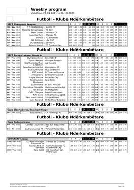 Weekly Program Futboll