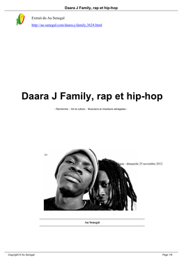 Daara J Family, Rap Et Hip-Hop