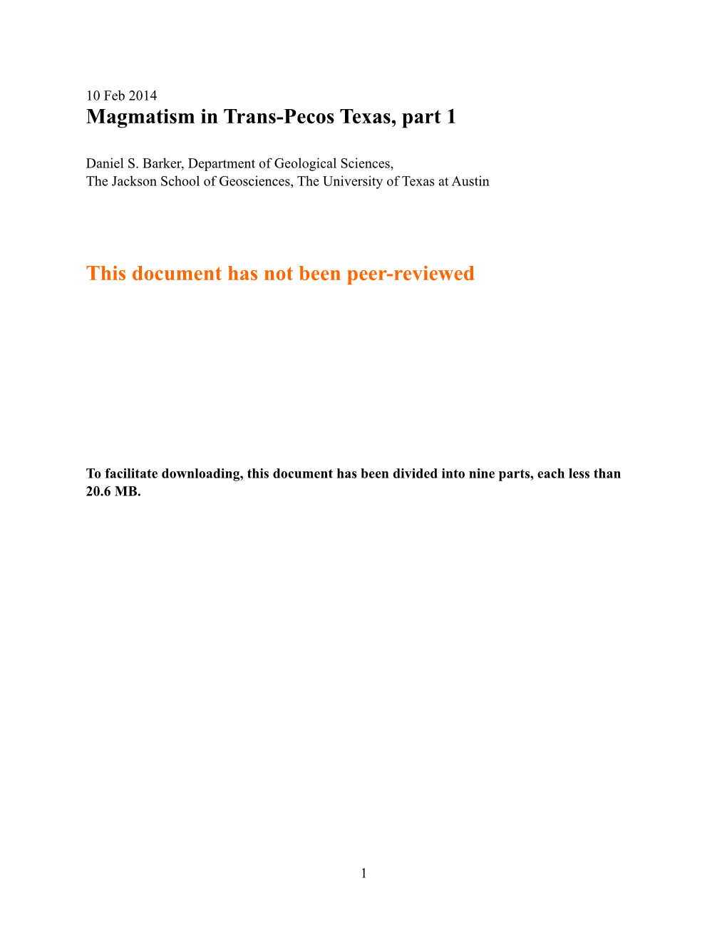 Trans-Pecos Magmatism Part 1