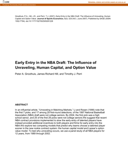 Early Entry in the NBA Draft: the Influence of Unraveling, Human Capital and Option Value