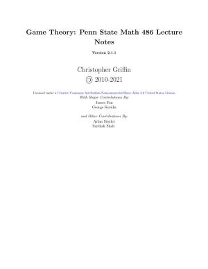 Game Theory Lecture Notes