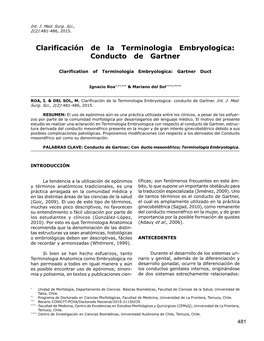 Clarificación De La Terminologia Embryologica: Conducto De Gartner