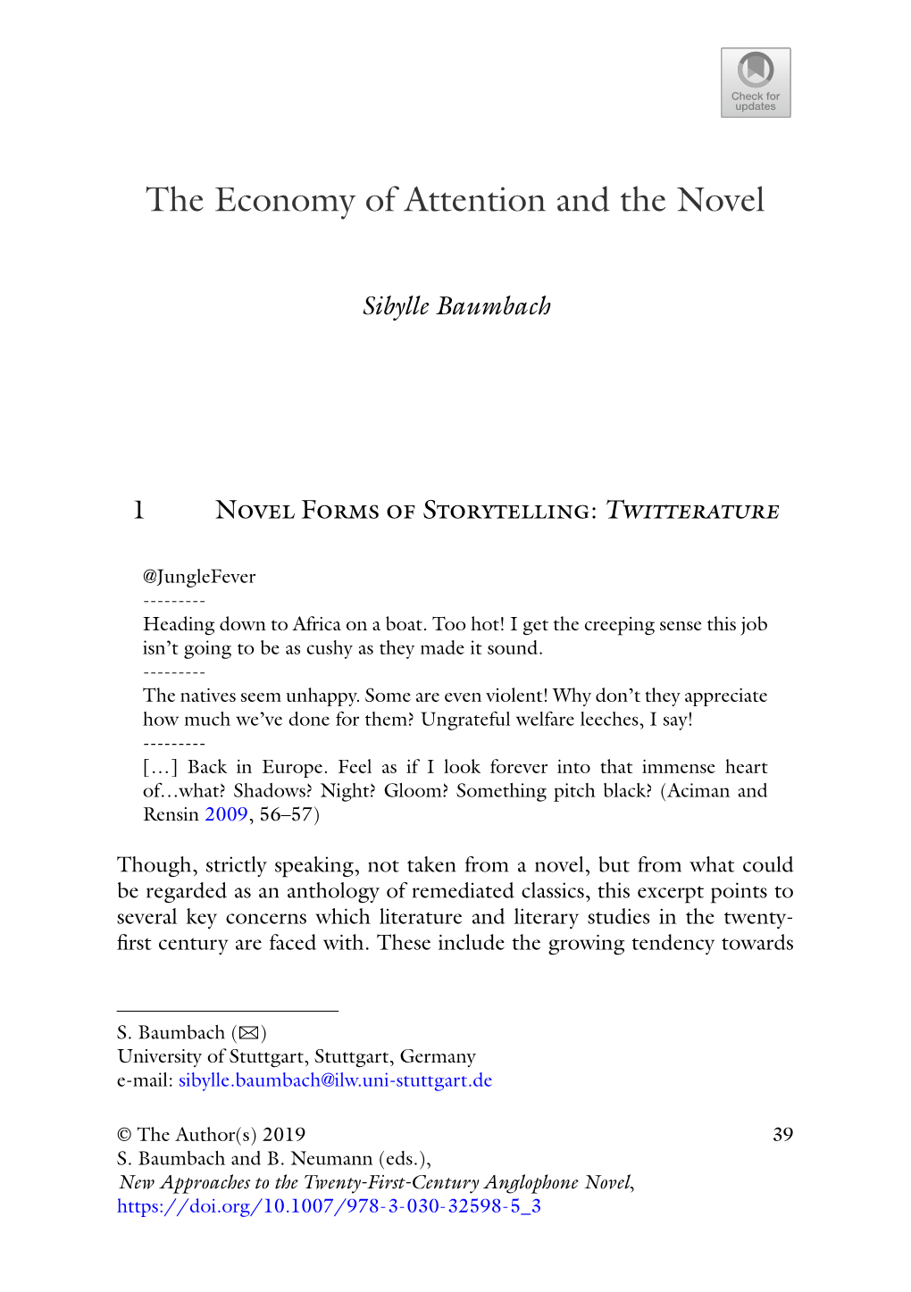The Economy of Attention and the Novel