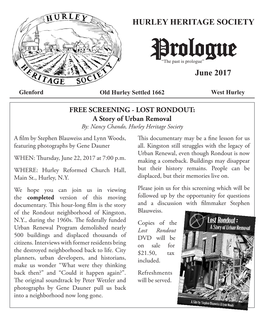 Prologue “The Past Is Prologue” June 2017