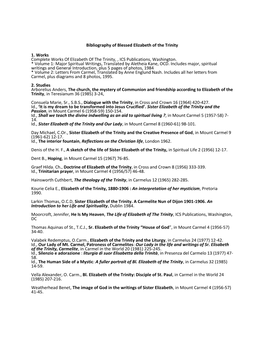 Bibliography of Blessed Elizabeth of the Trinity
