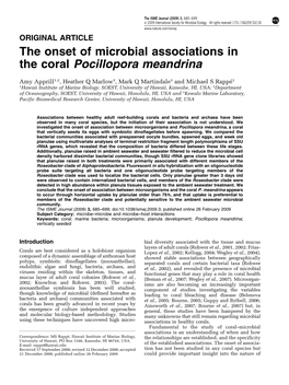 The Onset of Microbial Associations in the Coral Pocillopora Meandrina