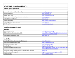 ADAPTIVE SPORT CONTACTS National Sport Organizations