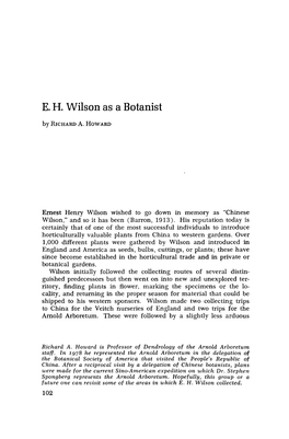E. H. Wilson As a Botanist (Part I)