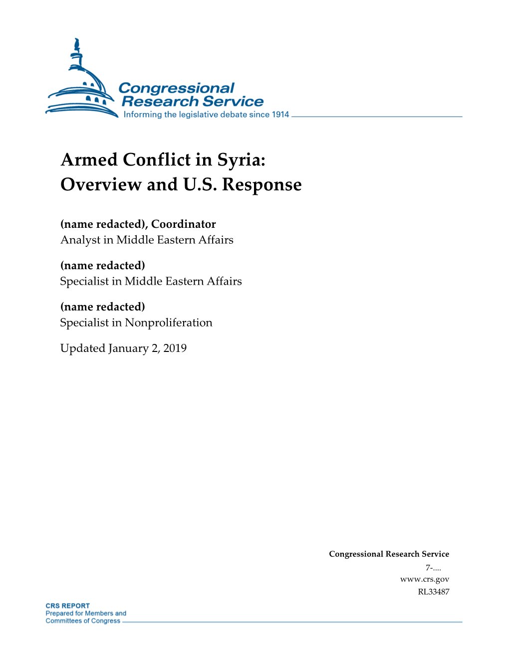 Armed Conflict in Syria: Overview and US Response